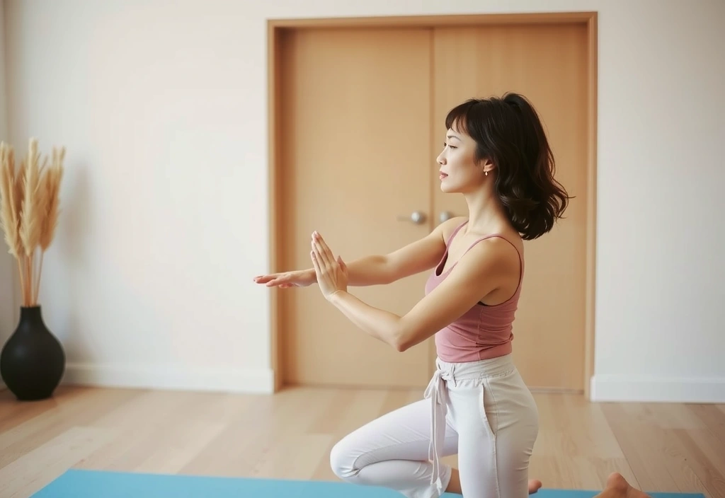 Woman practicing Hatha Yoga in a serene studio