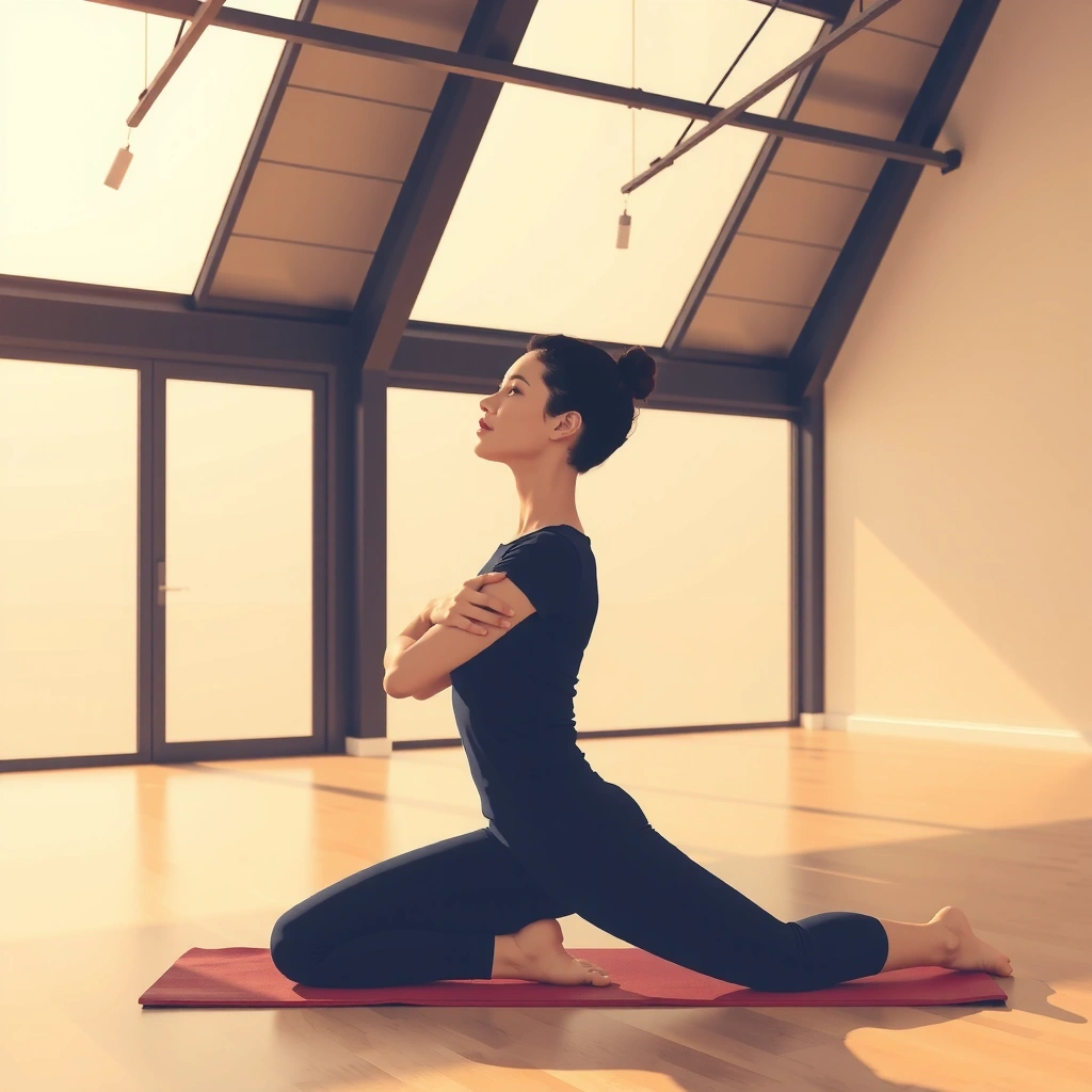 Person doing yoga in a bright studio