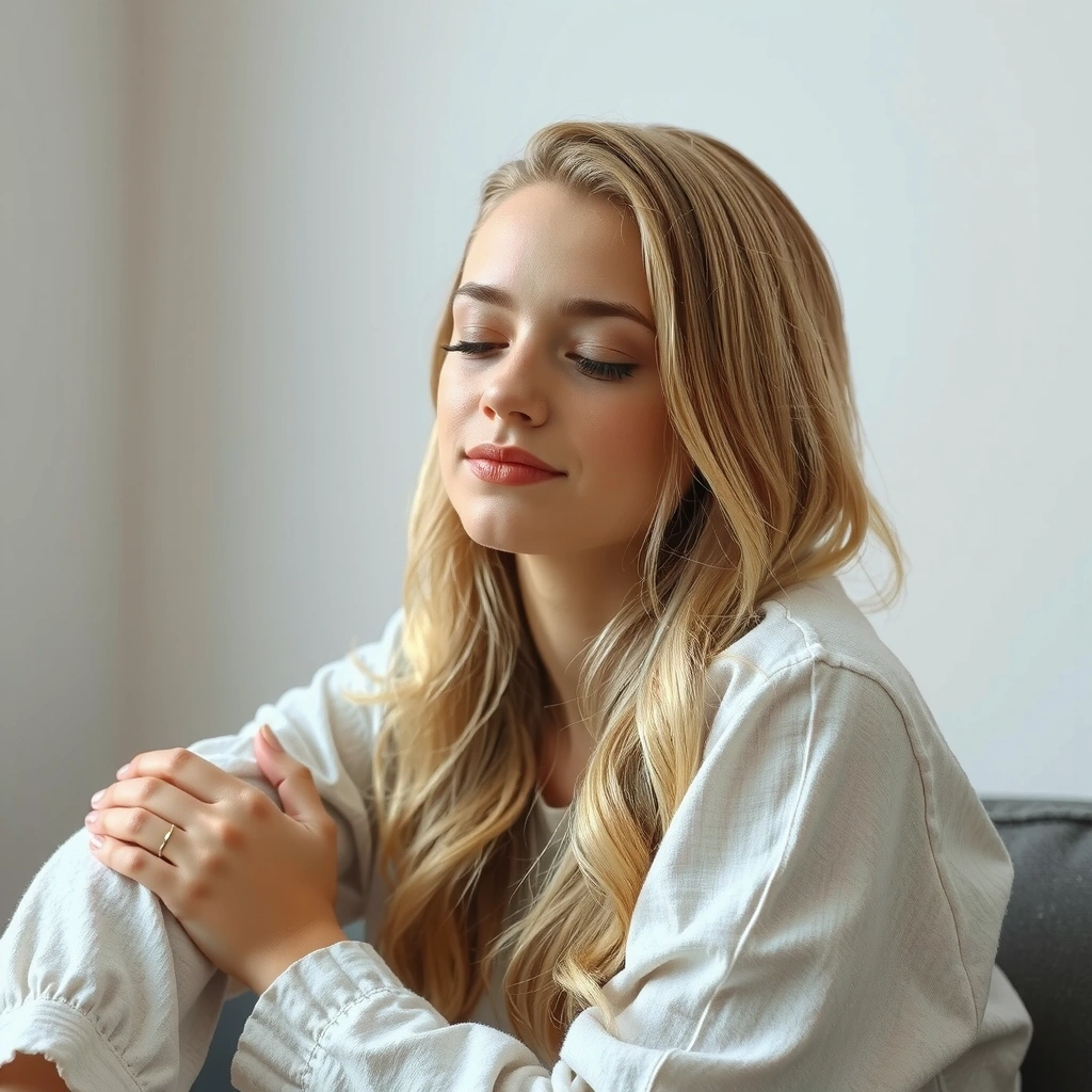 Portrait of Jessica W., looking peaceful and calm